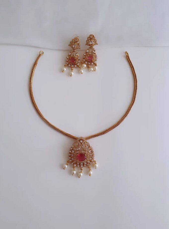 NECKLACE AD STONE-A3704 RUBY