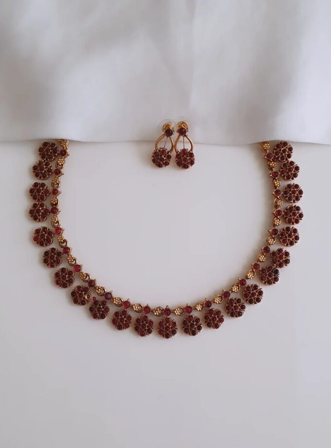 NECKLACE FLOWER-A3710 RUBY