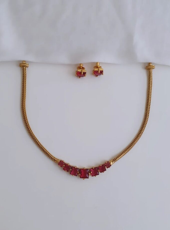 NECKLACE AD STONE-A3708 RUBY