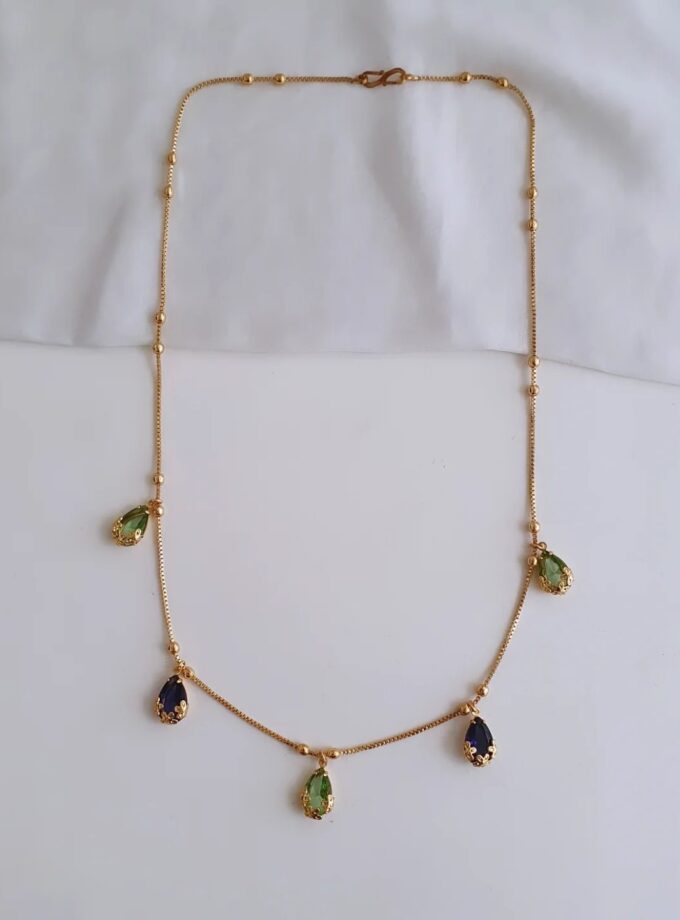 NECKLACE-A3636 PURPLE GREEN