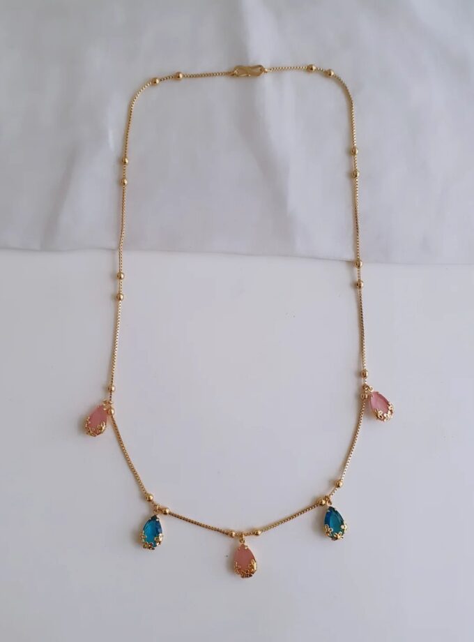 NECKLACE-A3636 BLUE PINK