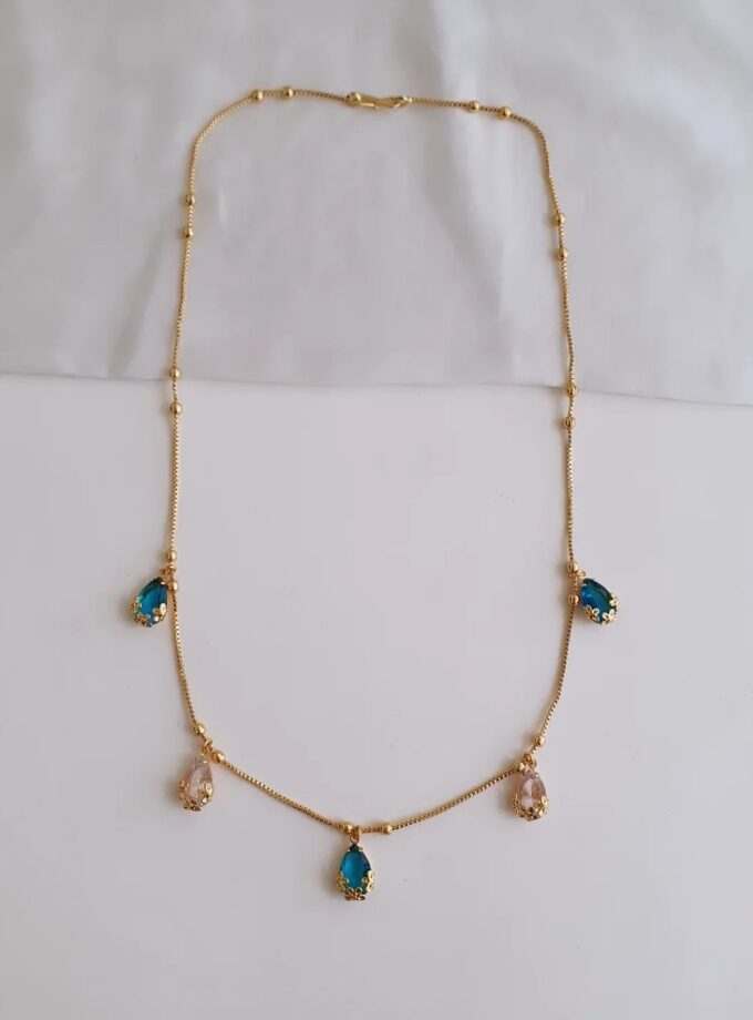 NECKLACE-A3636 BLUE WHITE