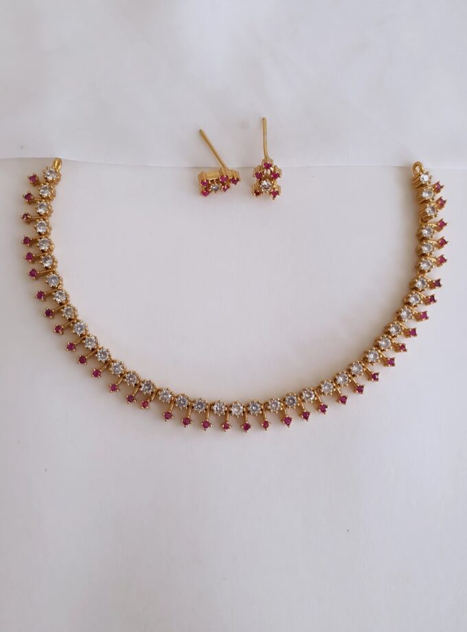 NECKLACE AD STONE-A952 RUBY WHITE