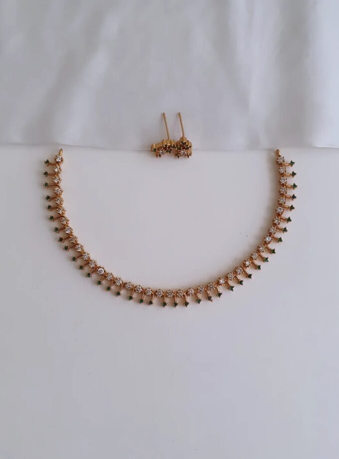 NECKLACE AD STONE-A952 WHITE GREEN