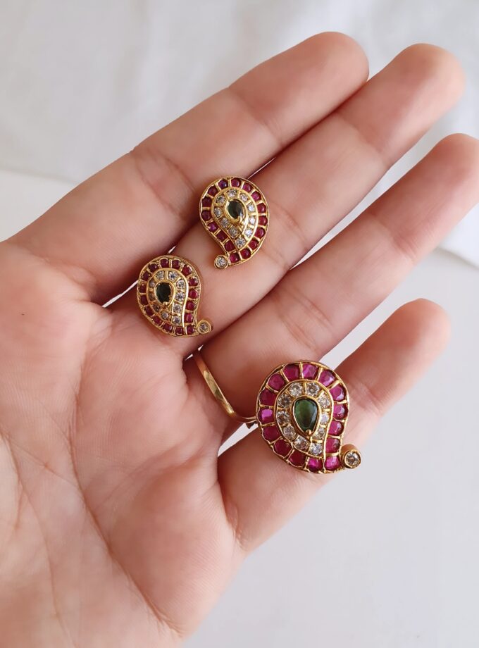 EARRING PENDANT AD STONE SET-A3773