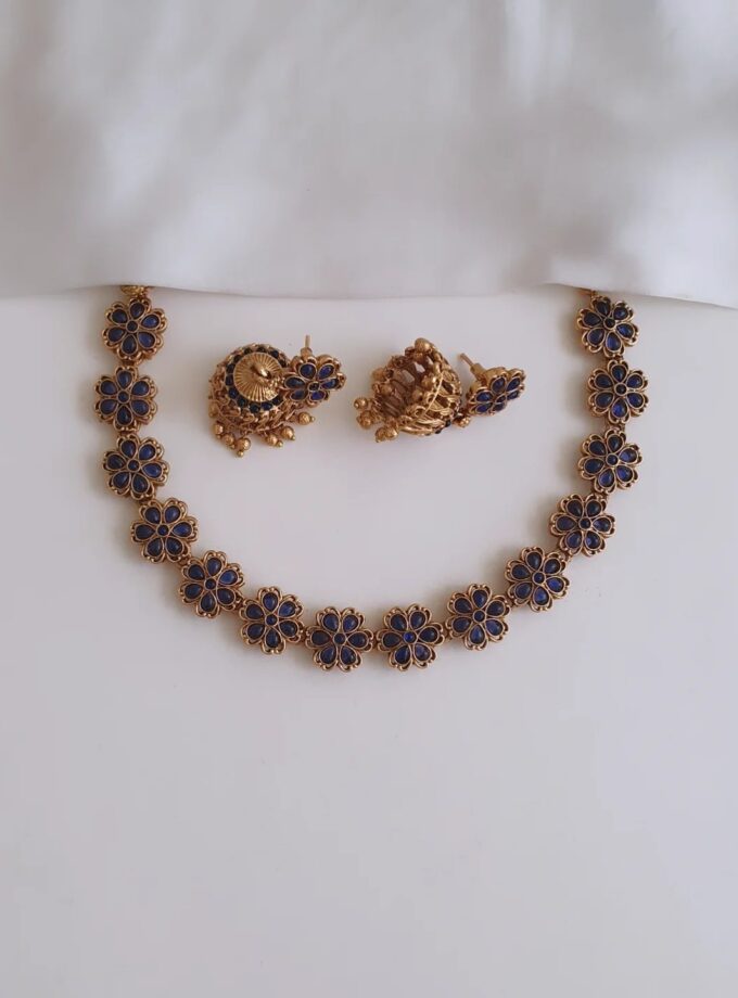 NECKLACE FLOWER-A3324 BLUE