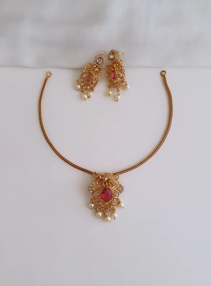NECKLACE AD STONE-A3838 RUBY