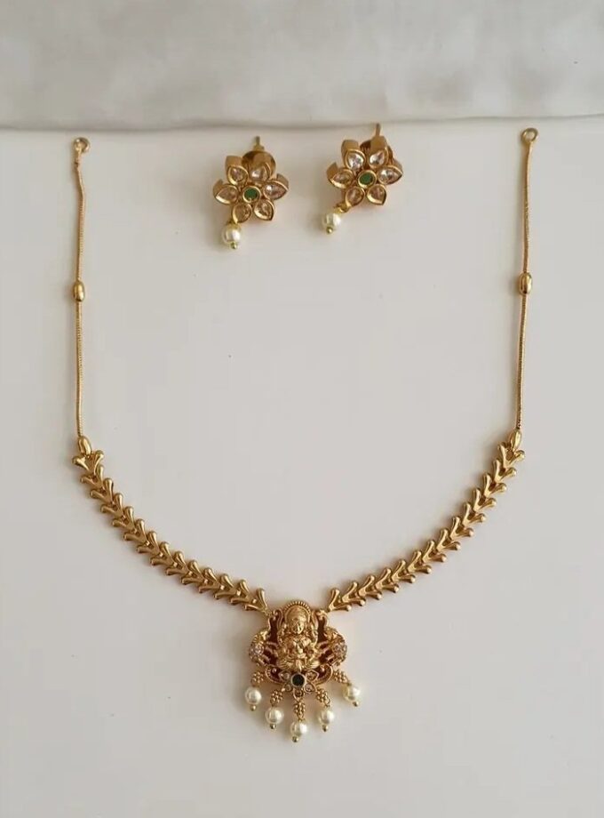 TEMPLE AD STONE NECKLACE-A3873 GREEN
