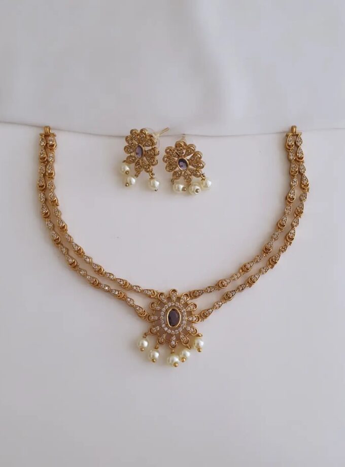 NECKLACE AD STONE-A2396 PURPLE