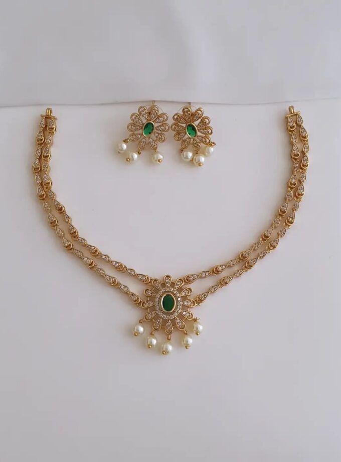 NECKLACE AD STONE-A2396 GREEN