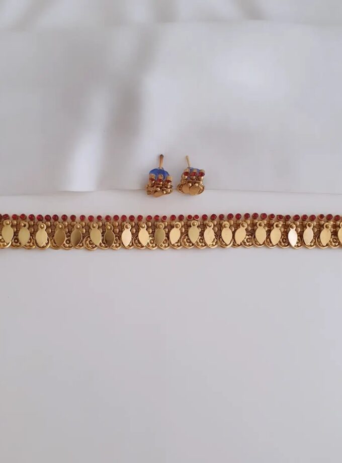 CHOKER ELAKKATHAALI ANTIQUE MATT FINISH-A3974 RUBY