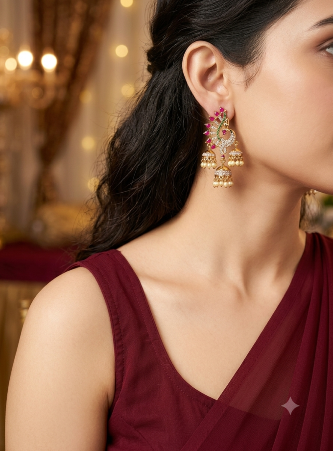 AD STONE PREMIUM EARRING-A3987 MULTI