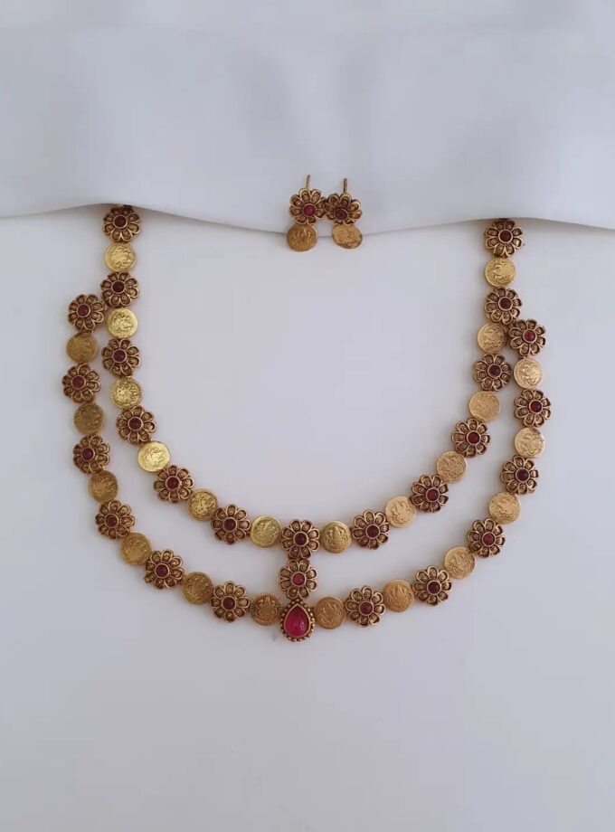 NECKLACE COIN LAYER-A4026 RUBY