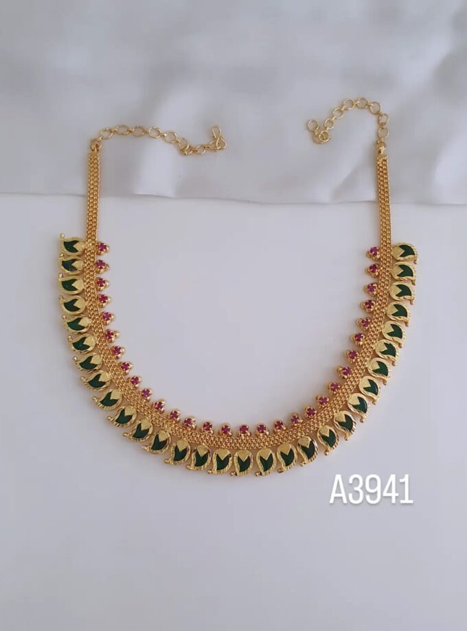 MICRO PLATED MANGO NECKLACE-A3941 GREEN