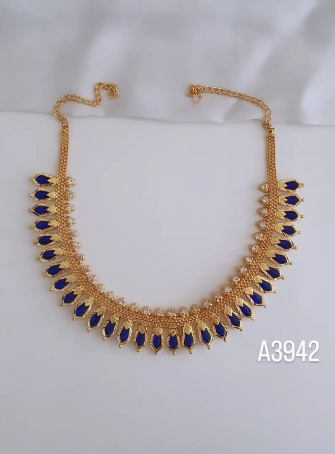 NAGAPADAM NECKLACE MICRO PLATED-A3942 BLUE