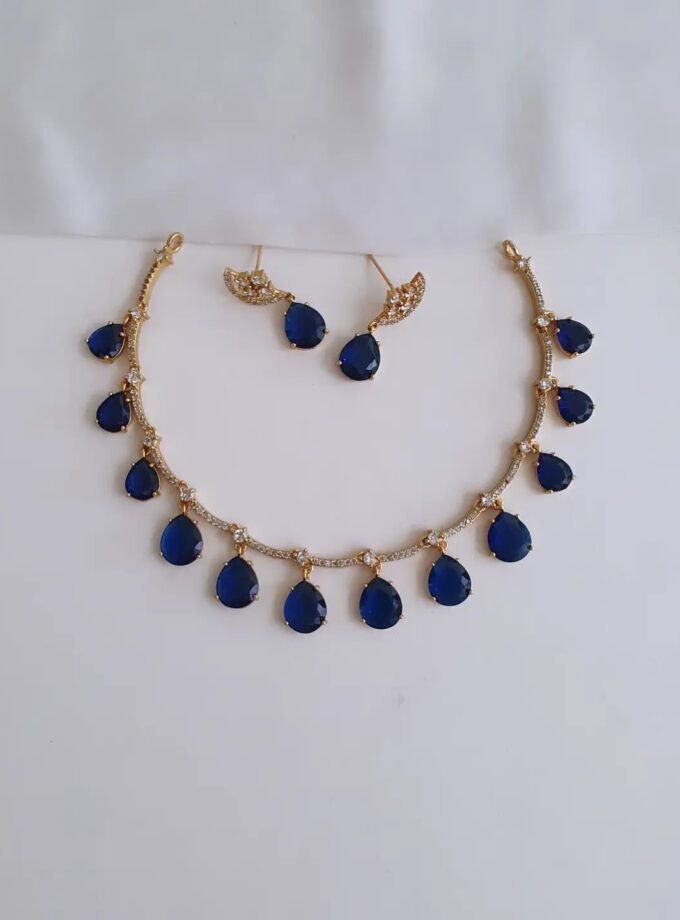 AD STONE NECKLACE-A4080 BLUE