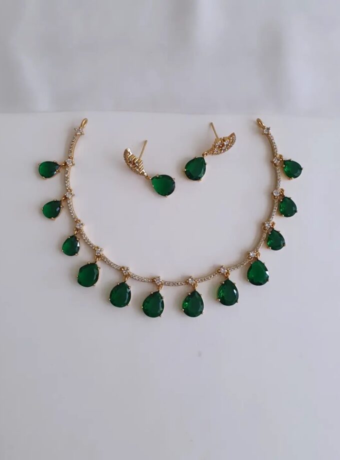 AD STONE NECKLACE-A4080 GREEN
