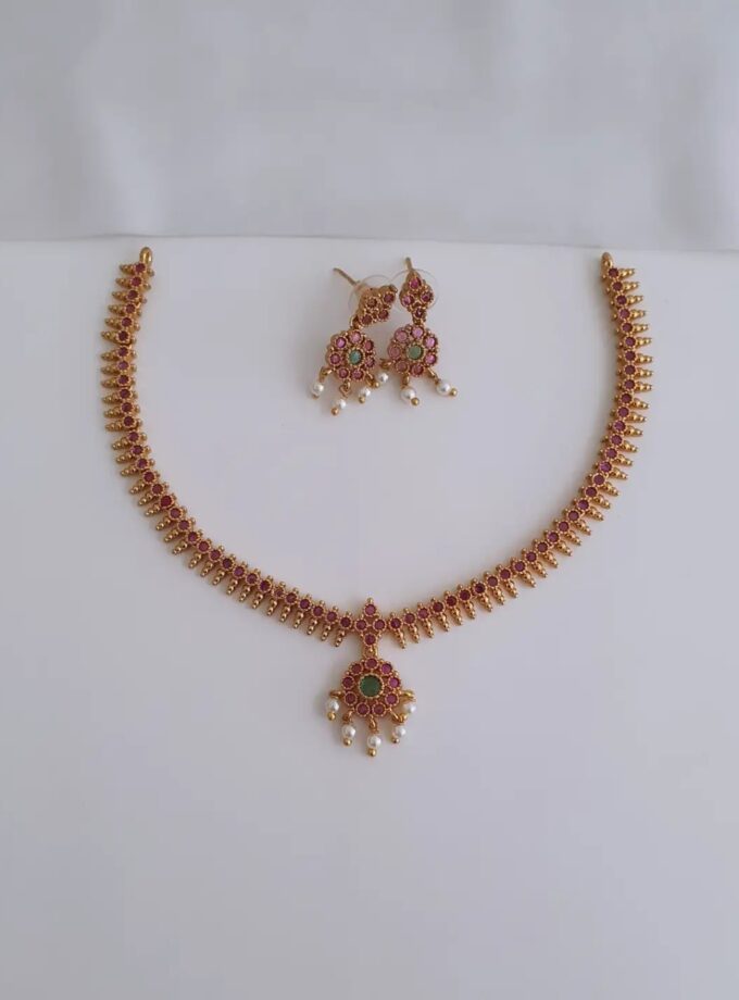 ATTIGAI NECKLACE AD STONE-A2483 green ruby