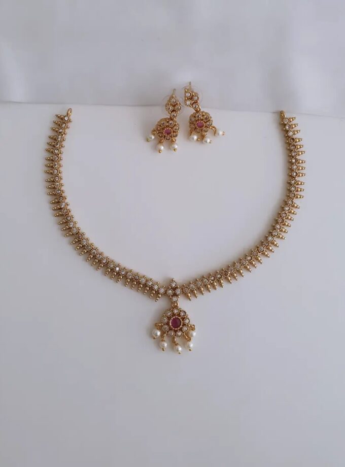 ATTIGAI AD STONE NECKLACE-A2483 WHITE RUBY