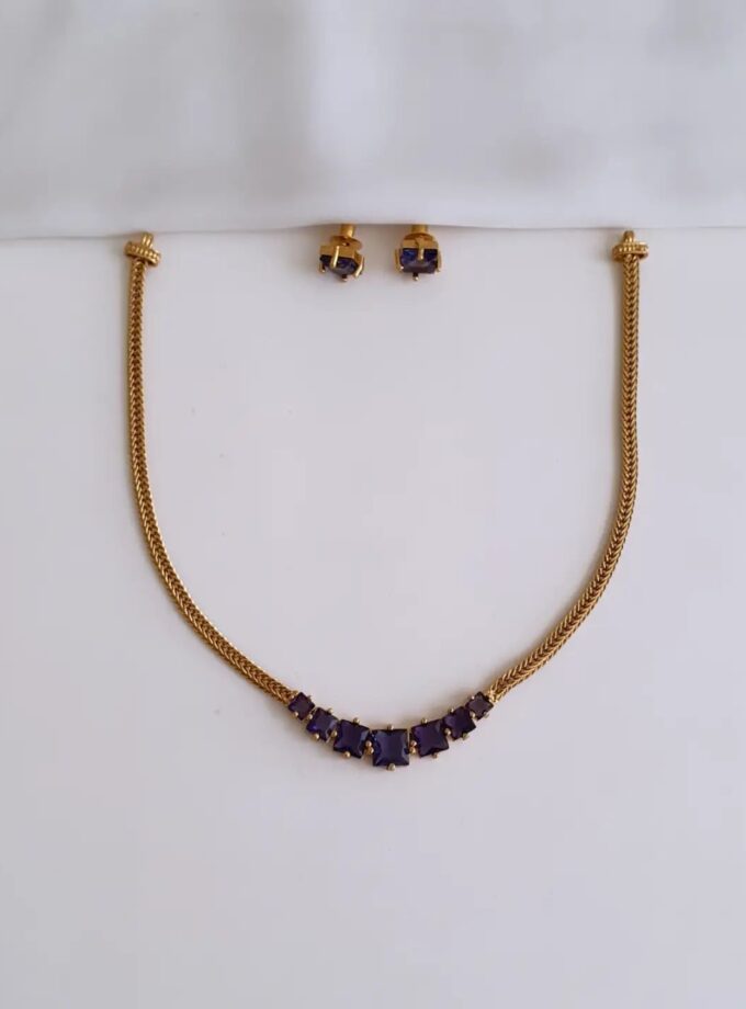 NECKLACE AD STONE-A3708 PURPLE
