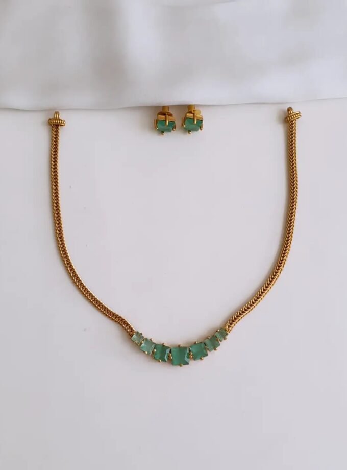 NECKLACE AD STONE-A3708 AQUA