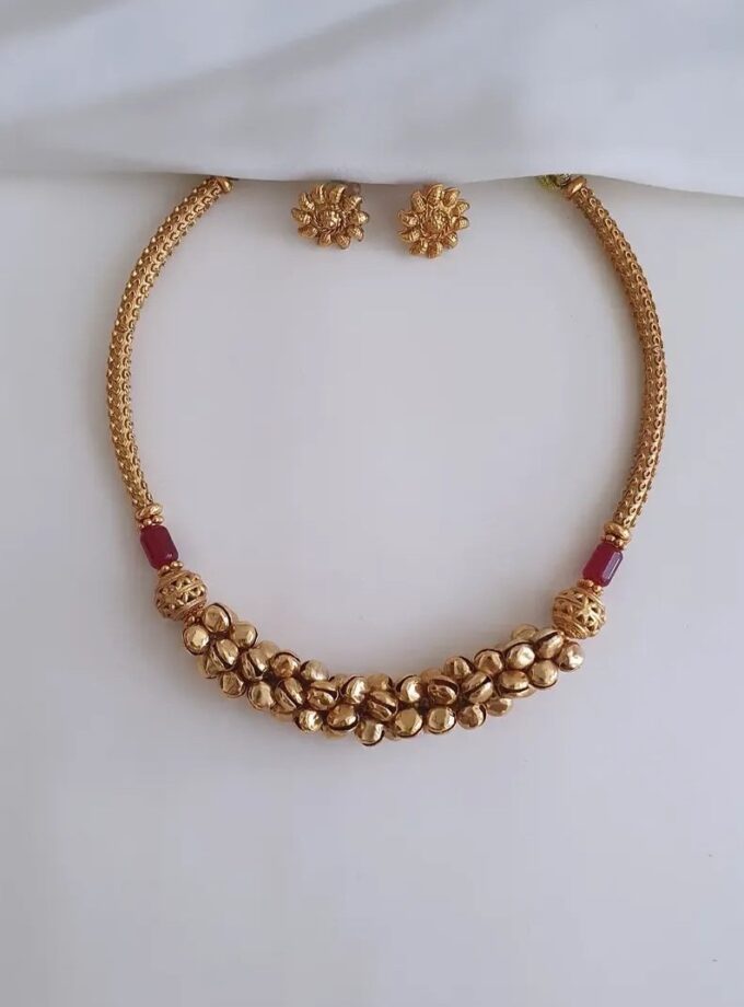 NECKLACE GHUNGROO-A4173 RUBY