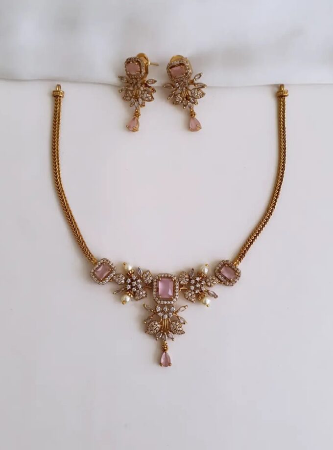NECKLACE AD STONE-A2440 PINK