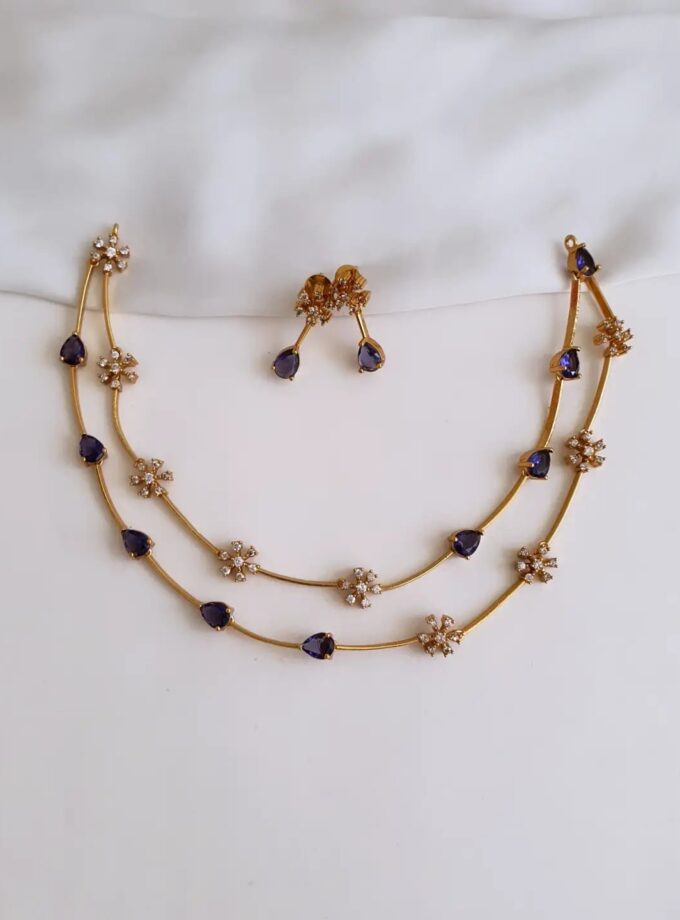 NECKLACE AD STONE-A4178 PURPLE