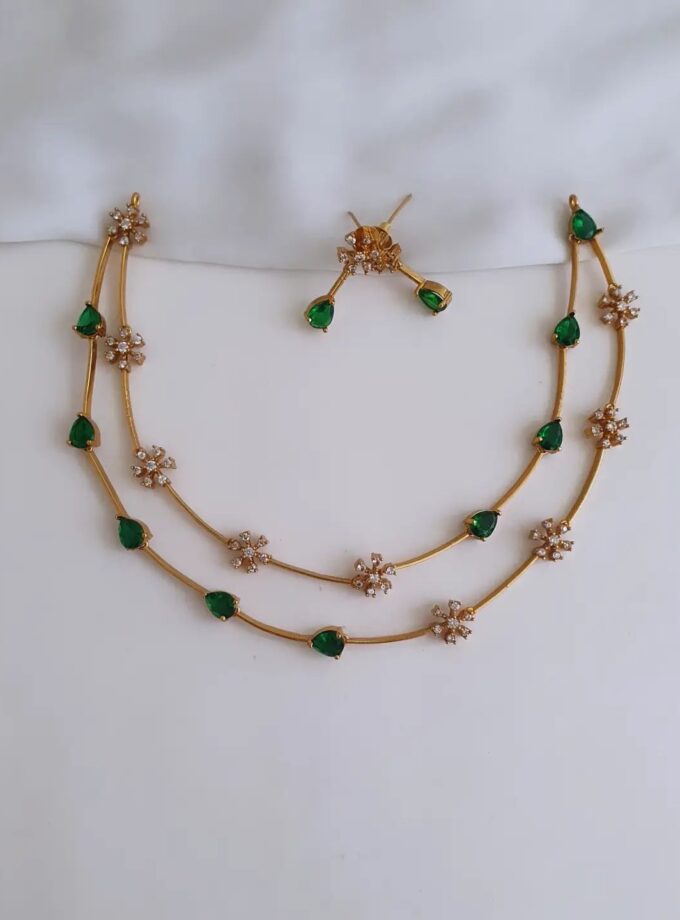 NECKLACE AD STONE-A4178 GREEN