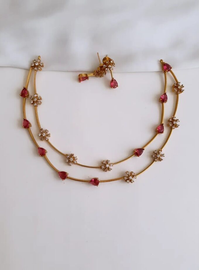 NECKLACE AD STONE-A4178 RUBY