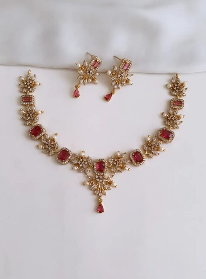 NECKLACE AD STONE-A4252 RUBY
