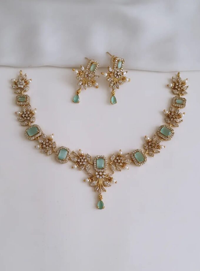 NECKLACE AD STONE-A4252 AQUA
