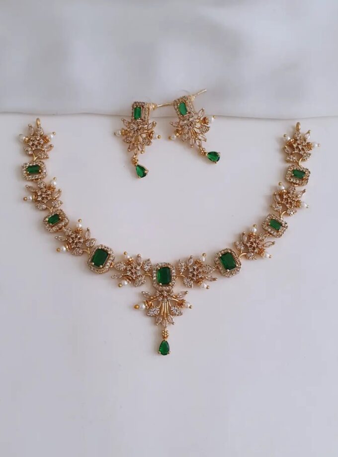 NECKLACE AD STONE-A4252 GREEN