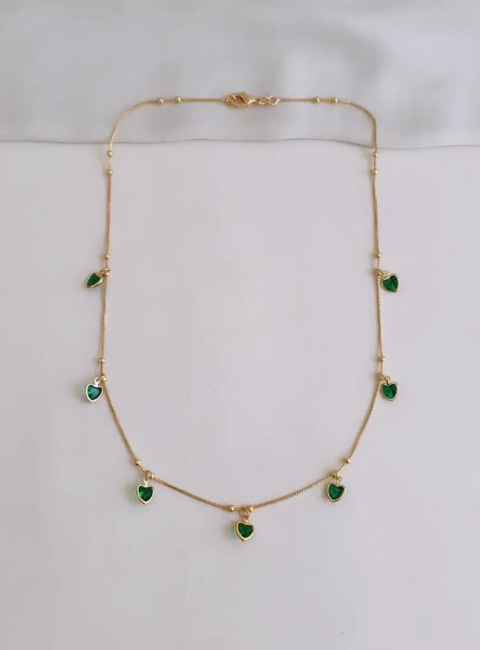 NECKLACE HEART-A4287 GREEN