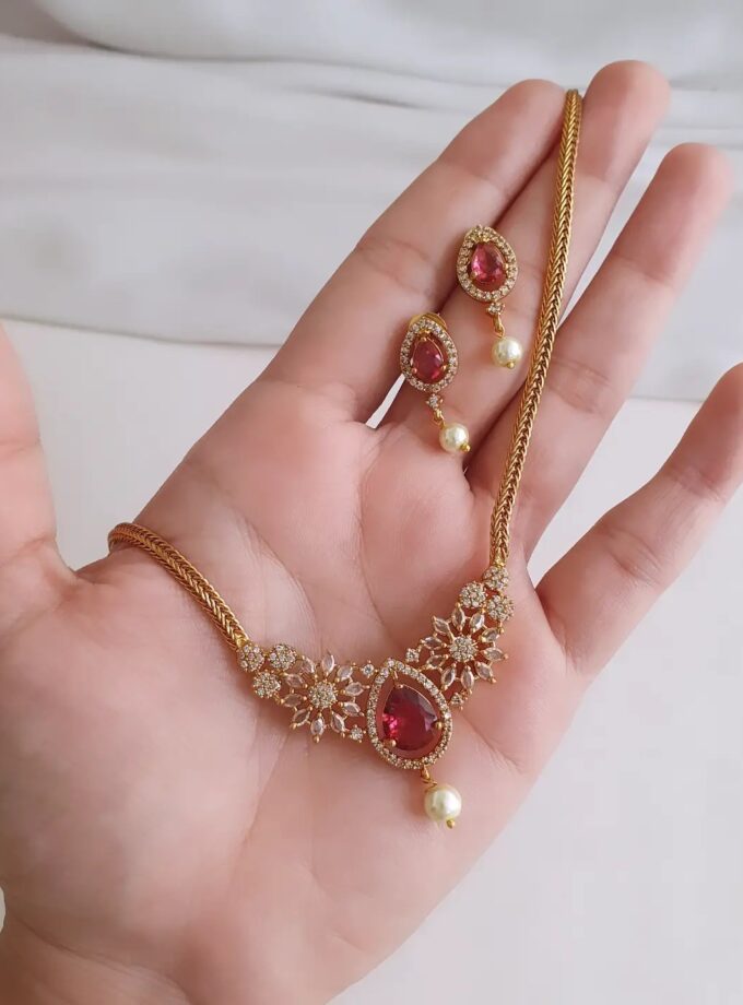 NECKLACE AD STONE-A4315 RUBY