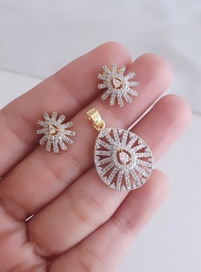 PENDANT SET AD STONE-A4318 WHITE