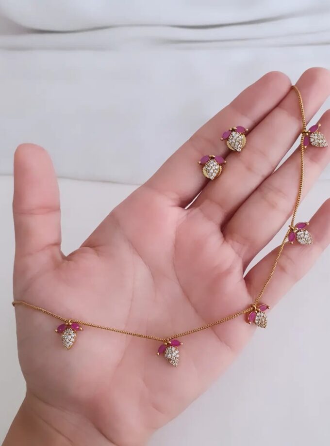 NECKLACE AD STONE TULIP-A4300 RUBY