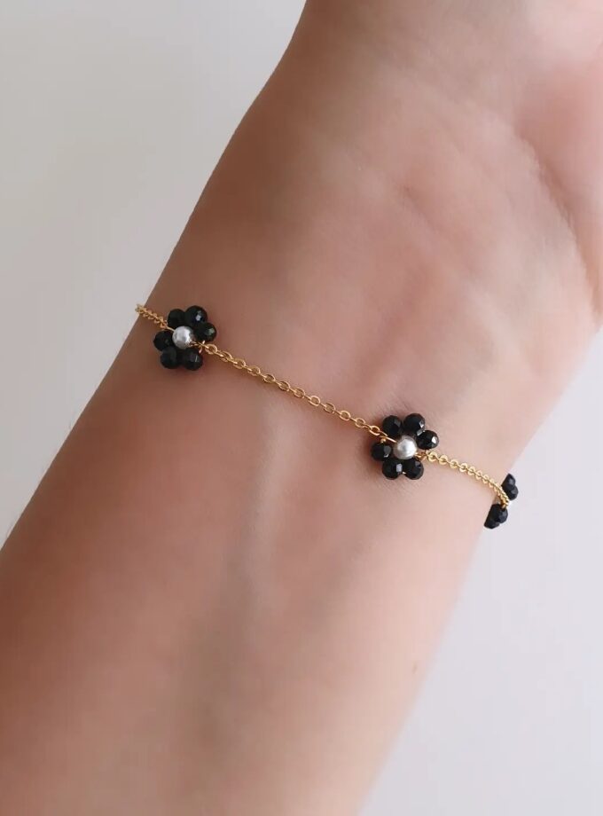 BRACELET FLOWER-A4338 BLACK