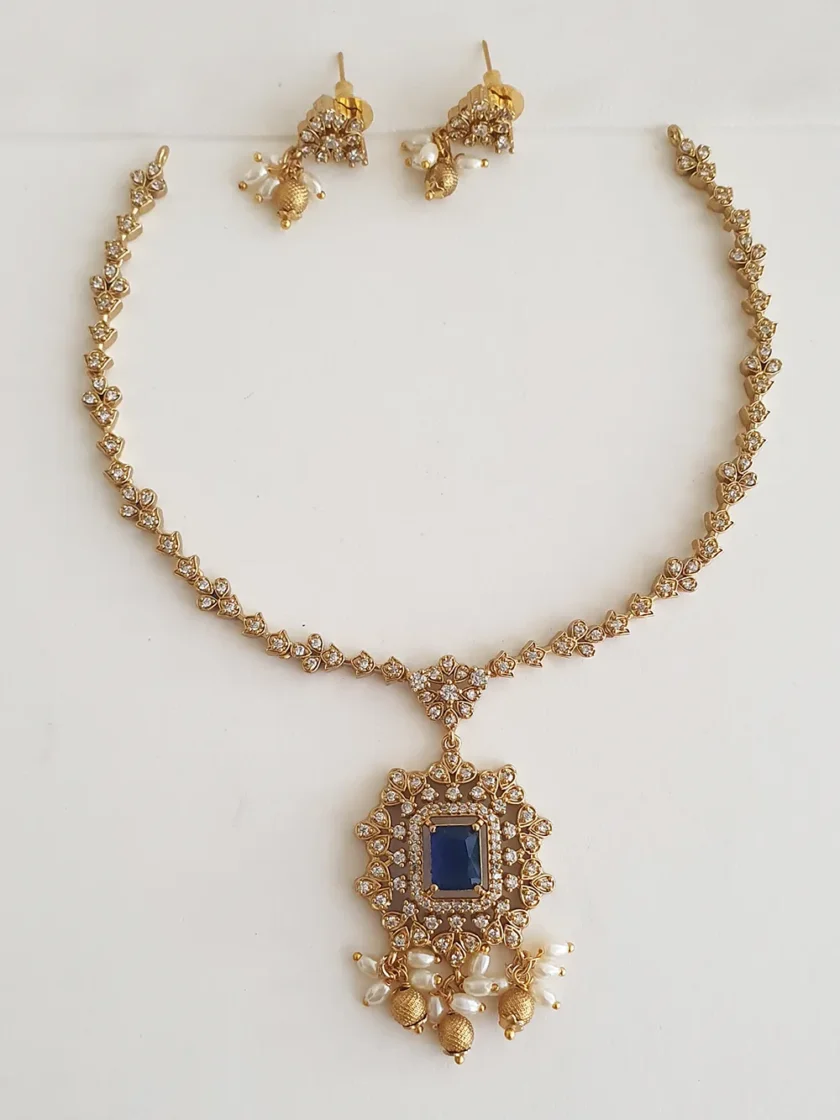 NECKLACE AD STONE-A1236 BLUE