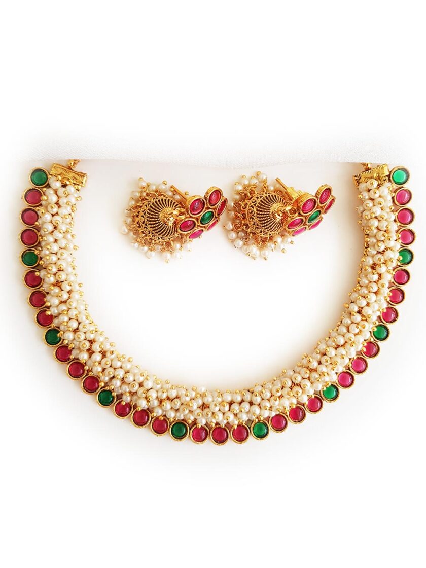 PEARL BEADED NECKLACE-A272 MULTY