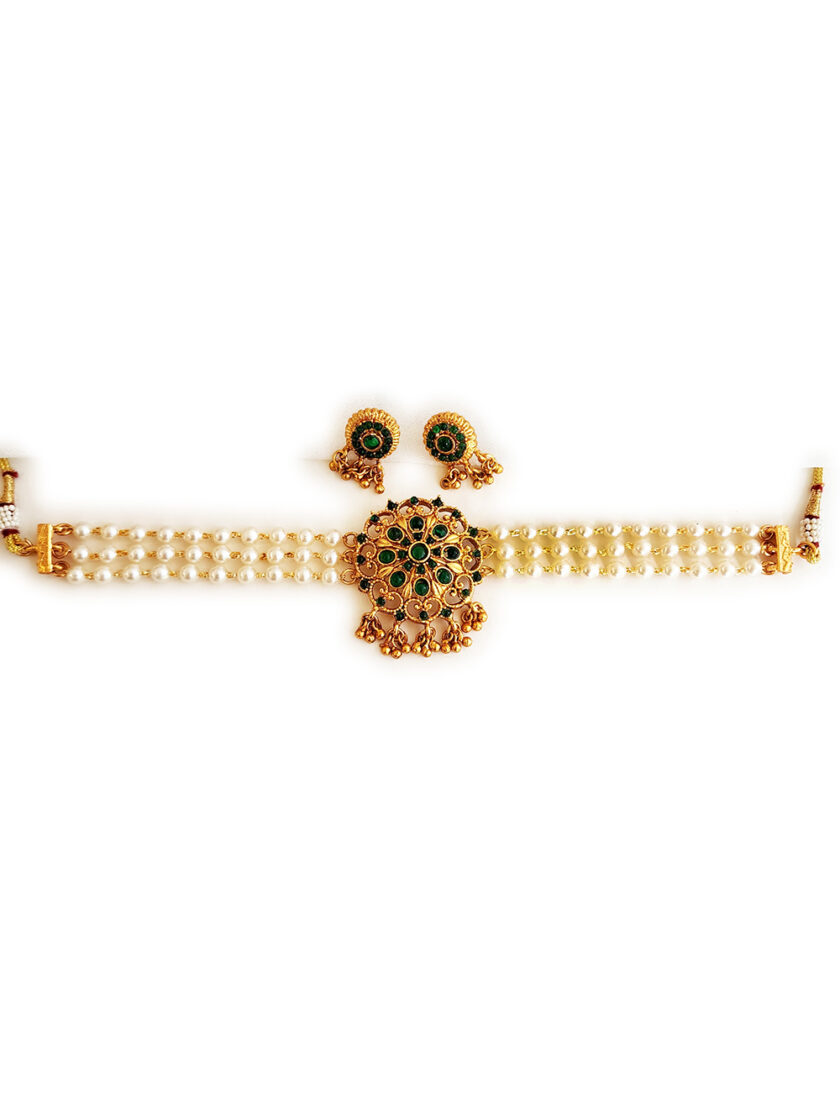 CHOKER PEARL-A379 GREEN