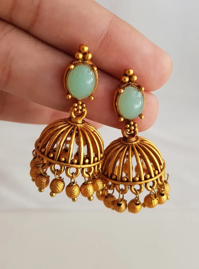 EARRING-B9 OVAL AQUA