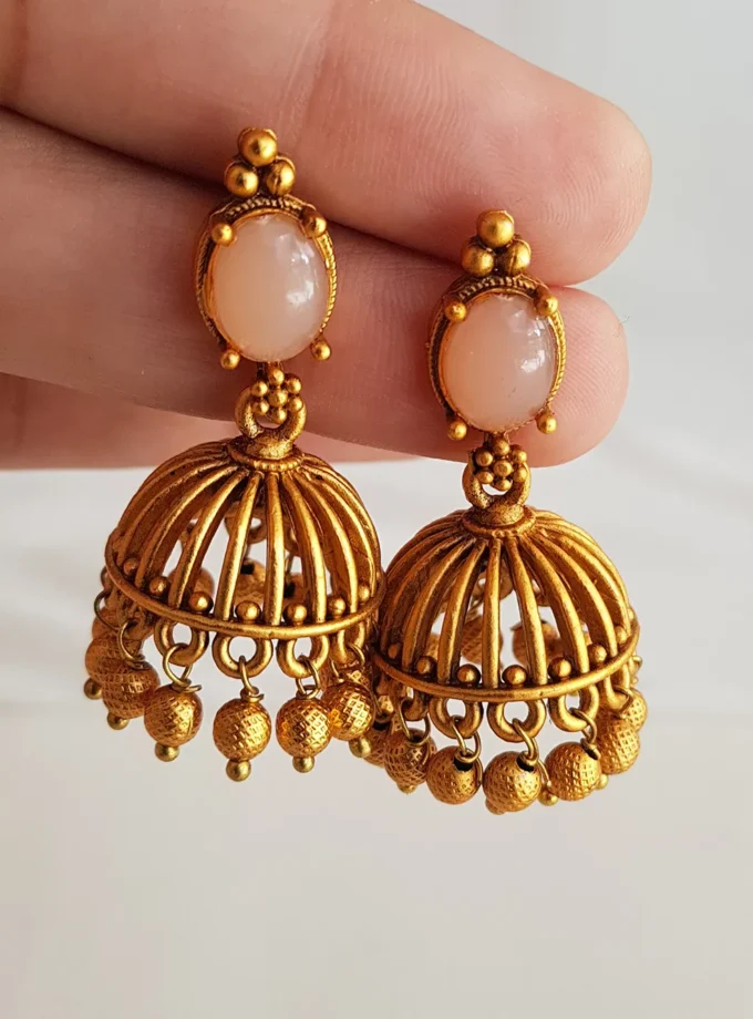 EARRING-B9 OVAL BEIGE