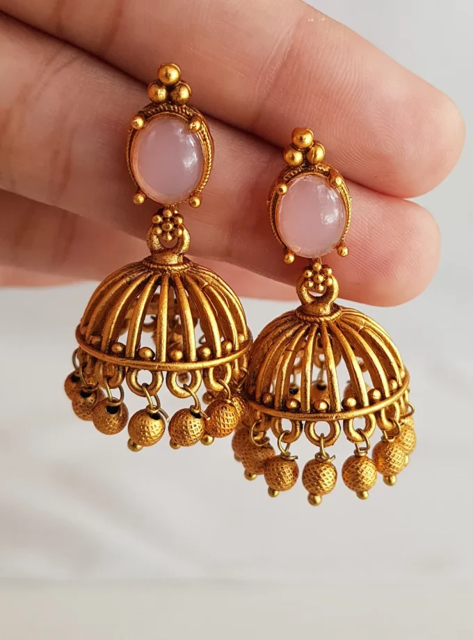 EARRING-B9 OVAL PINK