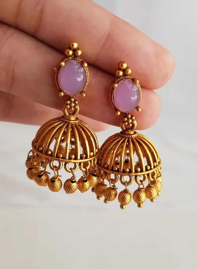 EARRING-B9 OVAL PURPLE