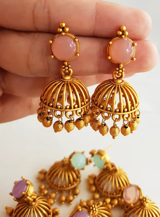 EARRING-B9 ROUND BEIGE