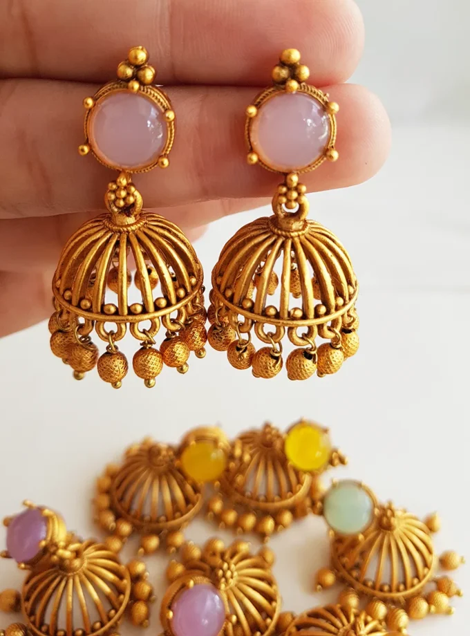 EARRING-B9 ROUND PINK