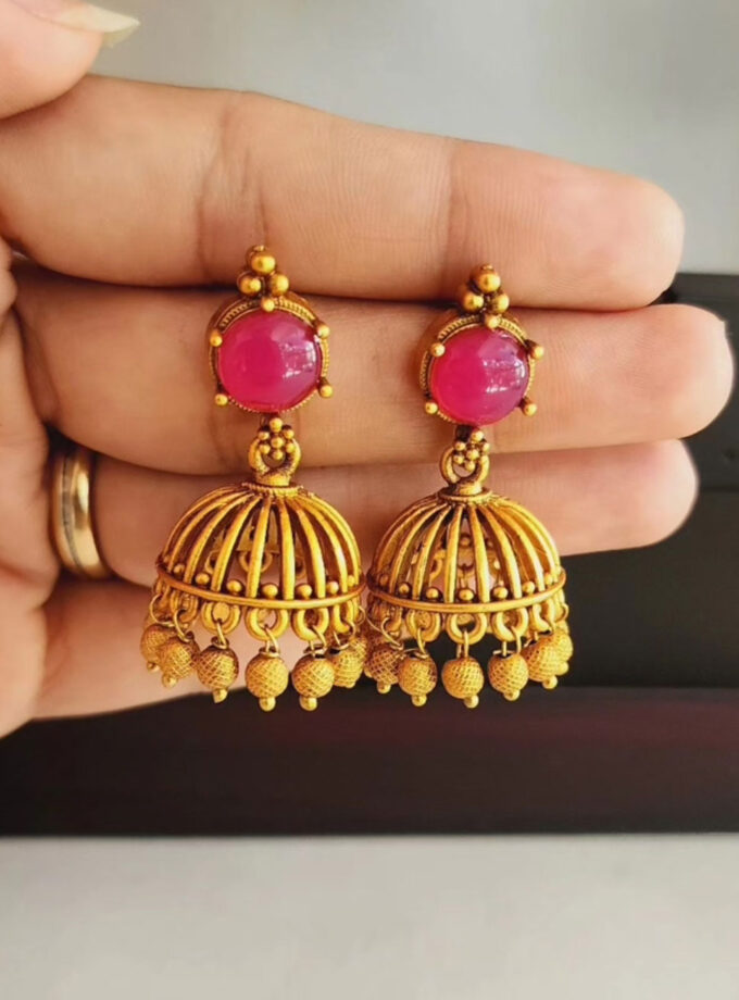 EARRING-E20 ROUND PINK